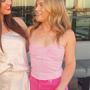 Zara pink & white gingham corset